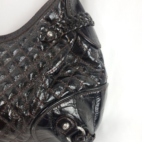 Brighton Black Quilted Leather Braided Trim Large Shoulder Bag - Picture 4 of 16